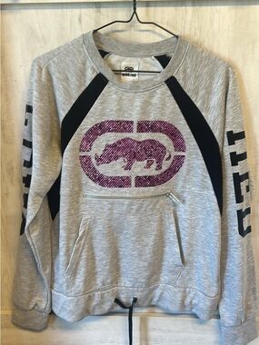 Ecko Unlimited Women's Gray Pullover Sweatshirt with Purple Logo